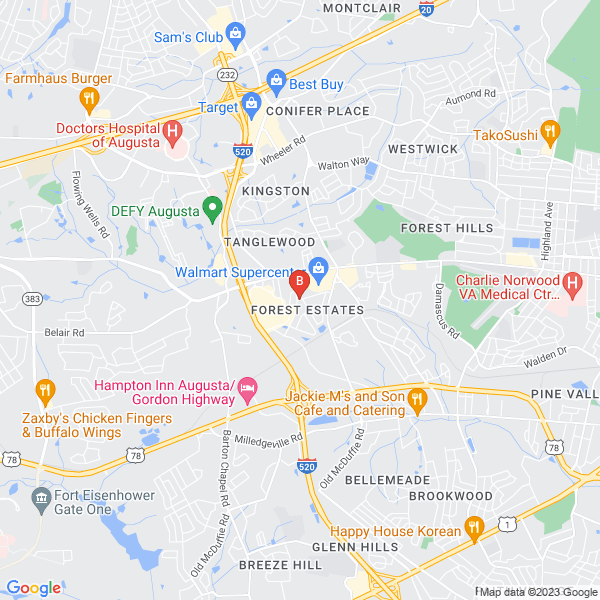 Augusta Concrete Pros location map: Servicing Augusta and Surrounding Areas, Augusta, Georgia